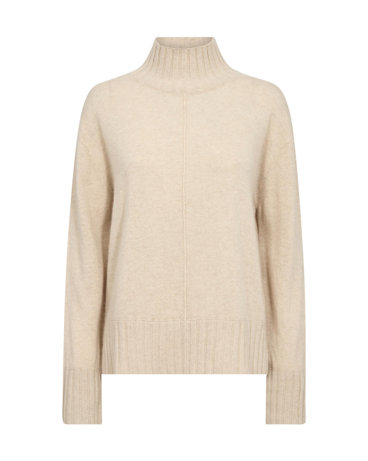 Aima Cashmere Highneck strik - Oxford Tan